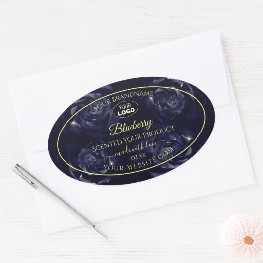 Floral Product Package Labels donkerblauwe Rozen L (Envelop)