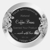 Floral Product Packaging Labels Black White Silver (Voorkant)