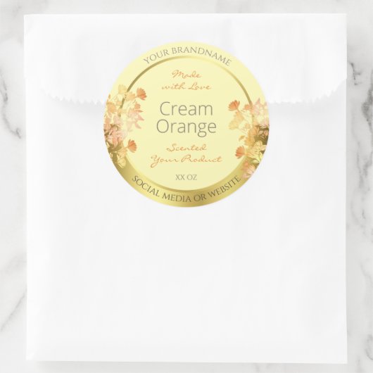 Floral Product Packaging Labels crème Oranje Gold (Tas)