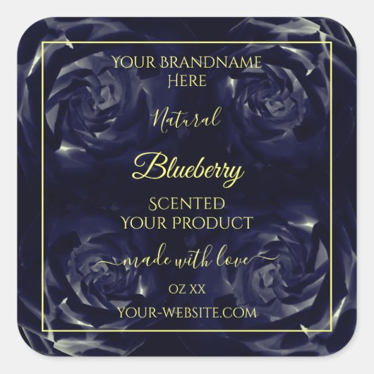 Floral Product Packaging Labels donkerblauwe Rozen (Voorkant)