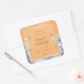 Floral Productlabel Perzik Licht Sinaasappel en Zi Vierkante Sticker (Envelop)