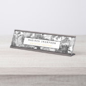 Floral Professional, zwart, wit en Gold  Bureau Naambordje (Voorkant)