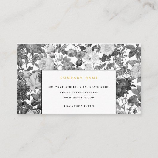 Floral Professional, zwart, wit en Gold  Visitekaartje (Achterkant)