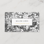 Floral Professional, zwart, wit en Gold  Visitekaartje (Voorkant)