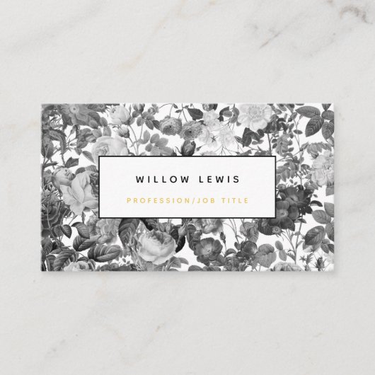 Floral Professional, zwart, wit en Gold Visitekaartje (Voorkant)
