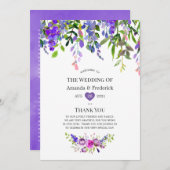 Floral-programma voor ultra Violet Wedding Waterve Programmakaart (Voorkant / Achterkant)