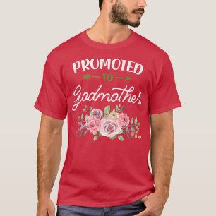 Floral Promoted Godmoeder Zwangerschap Aankondigin T-shirt