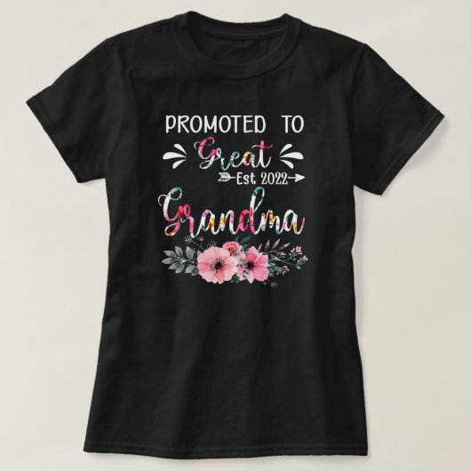 Floral Promoted To Great Grandma 2022 Mothers Day T-shirt (Design voorkant)