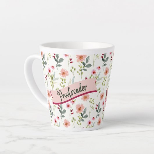 Floral Proofreader Latte Mok (Linkerhoek)