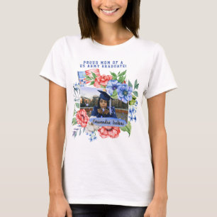 Floral Proud Mam van de Militaire Afstuderen Foto T-shirt