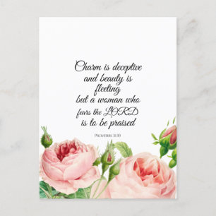 Floral Proverbs 31:30 Briefkaart