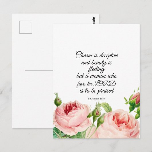 Floral Proverbs 31:30 Briefkaart (Voorkant / Achterkant)