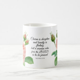 Floral Proverbs 31:30 Koffiemok
