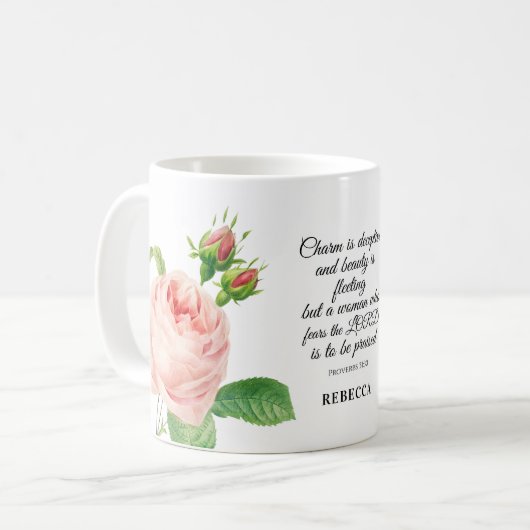 Floral Proverbs 31:30 Mok koffie (Voorkant links)