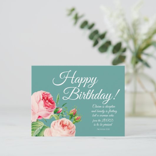 Floral Proverbs 31 Birthday Briefkaart (Staand voorkant)