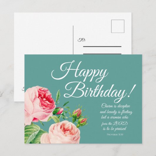 Floral Proverbs 31 Birthday Briefkaart (Voorkant / Achterkant)