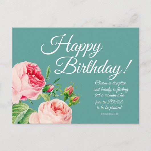 Floral Proverbs 31 Birthday Briefkaart (Voorkant)