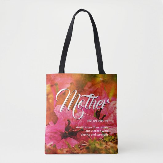 Floral Proverbs 31 Moeder Christelijk Tote Bag (Voorkant)