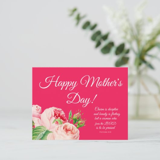 Floral Proverbs 31 Moederdag Briefkaart (Staand voorkant)