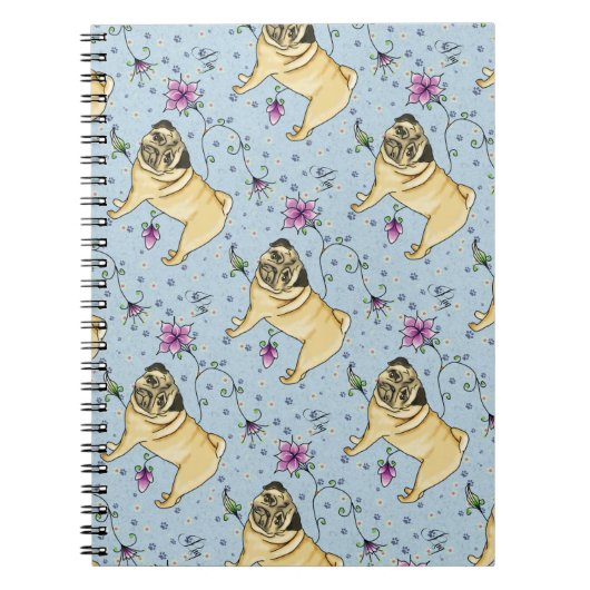 Floral Pug-laptop Notitieboek (Voorkant)
