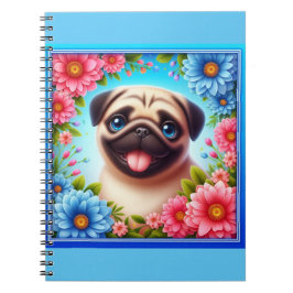 Floral Pug Notitieboek