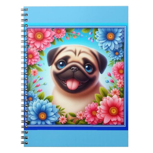 Floral Pug Notitieboek (Voorkant)