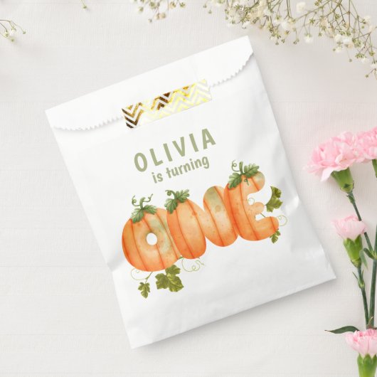 Floral Pumpkin 1e Verjaardag Herfst Bedankzakje (Gezegeld)