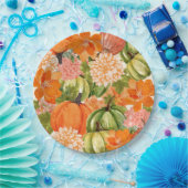 Floral Pumpkin 1e Verjaardag Herfst Papieren Bordje (Feest)