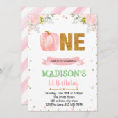 Floral pumpkin 1e verjaardag kaart (Voorkant / Achterkant)