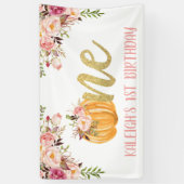 Floral Pumpkin 1st Birthday Banner - Girl (Verticaal)