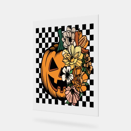Floral Pumpkin Acryl Bord (Hoek)