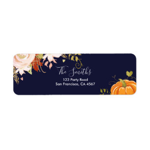 Floral Pumpkin Adresetiketten Herfst herfst Neutra Etiket