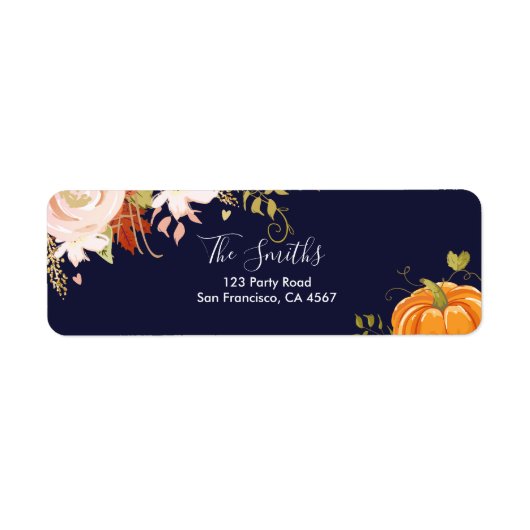 Floral Pumpkin Adresetiketten Herfst herfst Neutra Etiket (Voorkant)