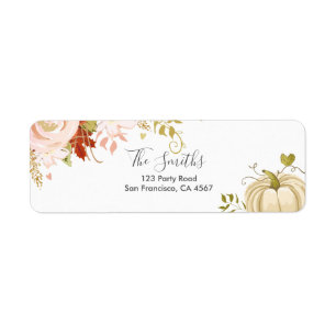 Floral Pumpkin Adresetiketten Herfst herfst Neutra Etiket