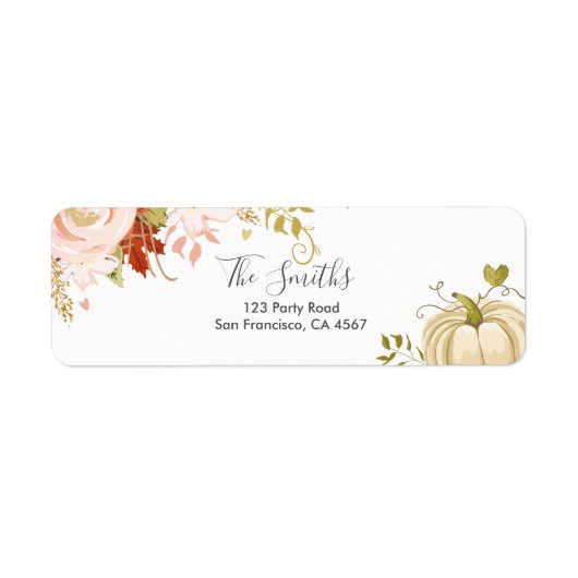 Floral Pumpkin Adresetiketten Herfst herfst Neutra Etiket (Voorkant)