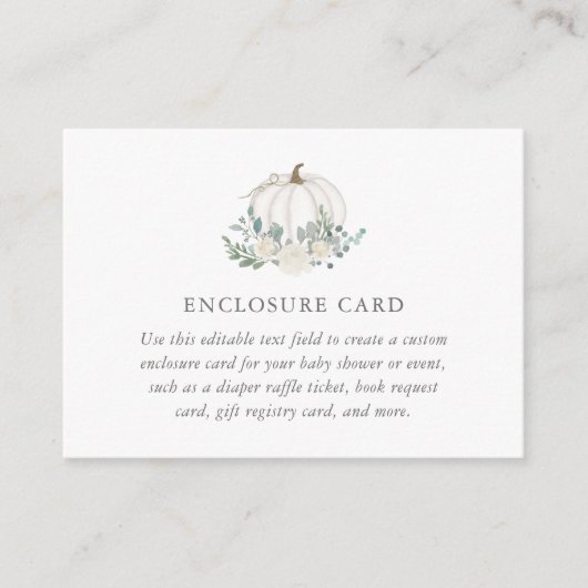 Floral Pumpkin-Baby shower Aangepast Informatiekaartje (Voorkant)