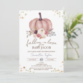Floral Pumpkin Baby shower, Autumn Rustic, Herfst Kaart (Staand voorkant)