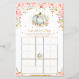Floral Pumpkin Baby shower Bingo Game Activity