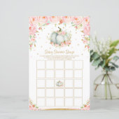 Floral Pumpkin Baby shower Bingo Game Activity (Staand voorkant)