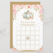 Floral Pumpkin Baby shower Bingo Game Activity (Voorkant / Achterkant)