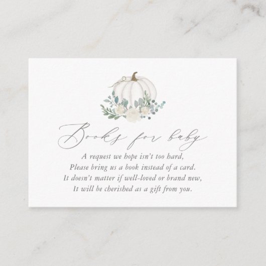 Floral Pumpkin Baby shower Books voor Baby Informatiekaartje (Voorkant)