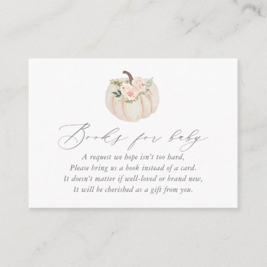 Floral Pumpkin Baby shower Books voor Baby Informatiekaartje (Voorkant)
