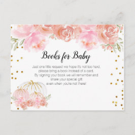 Floral Pumpkin-Baby shower - Breng een boekenbrokj Uitnodiging Briefkaart