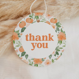 Floral Pumpkin Baby shower Dank u Bedankjes Labels