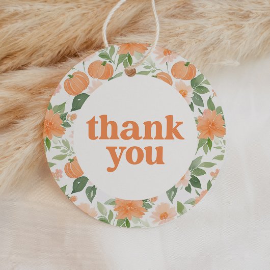 Floral Pumpkin Baby shower Dank u Bedankjes Labels