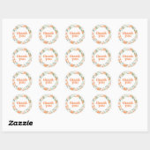 Floral Pumpkin Baby shower Dank u Ronde Sticker (Vel)