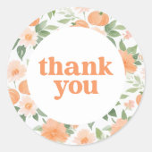 Floral Pumpkin Baby shower Dank u Ronde Sticker (Voorkant)