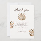 Floral Pumpkin Baby shower Dank u wel Bedankkaart (Voorkant)