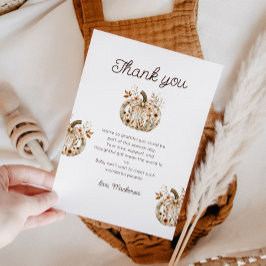 Floral Pumpkin Baby shower Dank u wel Bedankkaart