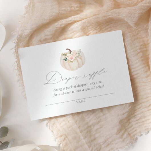 Floral Pumpkin Baby shower Diaper Raffle Ticket Informatiekaartje